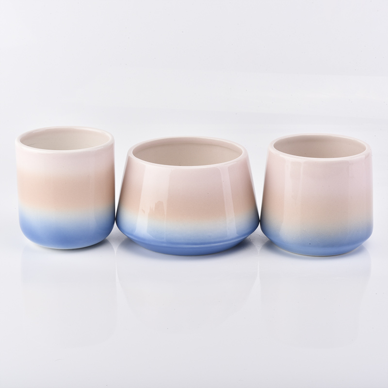 gradient color glazed ceramic candle jars 10oz