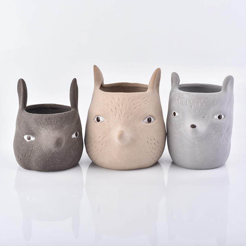 High quality creativity ceramic candle holder FOX shape clay container home decoration 