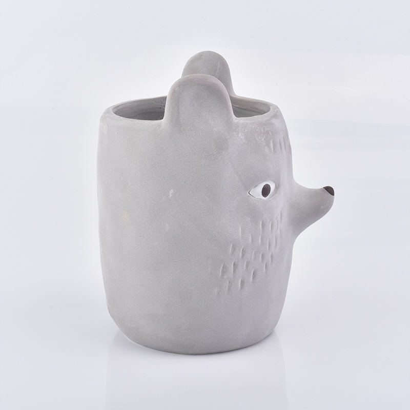 High quality creativity ceramic candle holder white bear shape clay container home decoration 