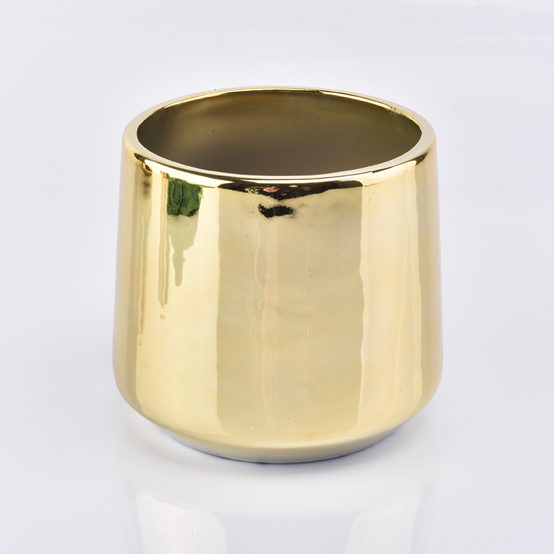 16oz golden electroplating ceramic candle jars