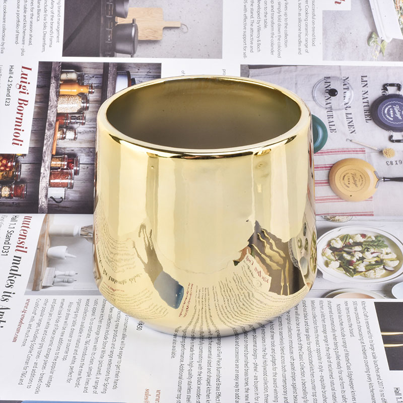 16oz golden electroplating ceramic candle jars