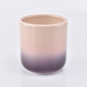 Luxury double color round bottom ceramic candle holder 10oz popular home decoration