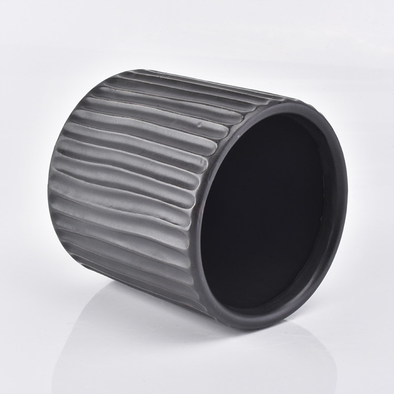 Big capacity round shape matte black ceramic wax candle jar 