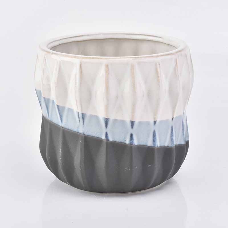 Diamond Ceramic colorful painting 18oz Candle Holder Diamond Ceramic colorful painting 18oz Candle Holder