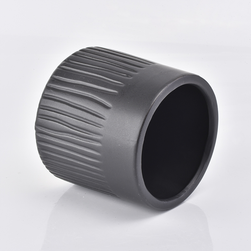 12oz Matte Black Ceramic Candle Holders