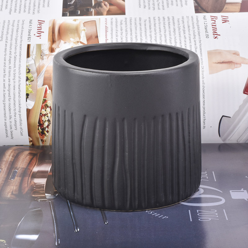 12oz Matte Black Ceramic Candle Holders