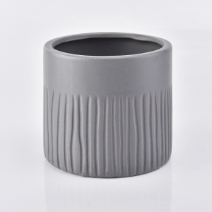 Matte grey ceramic candle jar with tree pattern 500ml