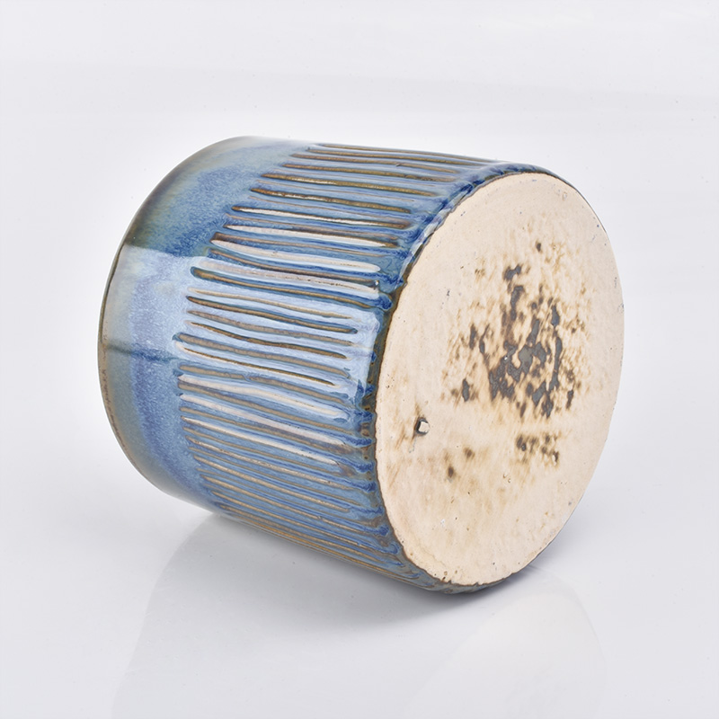 blue antique ceramic candle jar