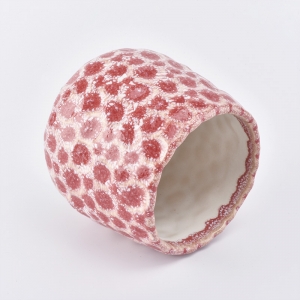 snow effect pink ceramic candle jars