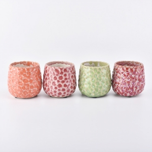 snow effect pink ceramic candle jars