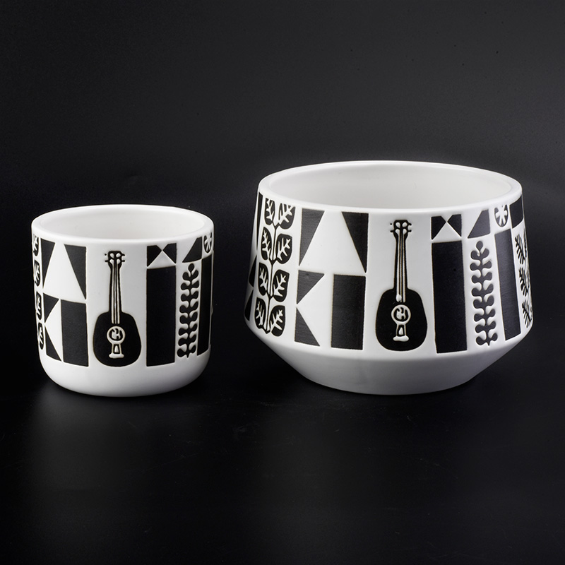 1L ceramic black guitar decorated candle jars