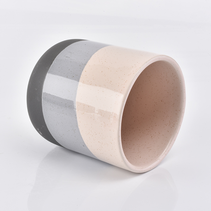 Ceramic candle holder with hand painting 10oz round bottom