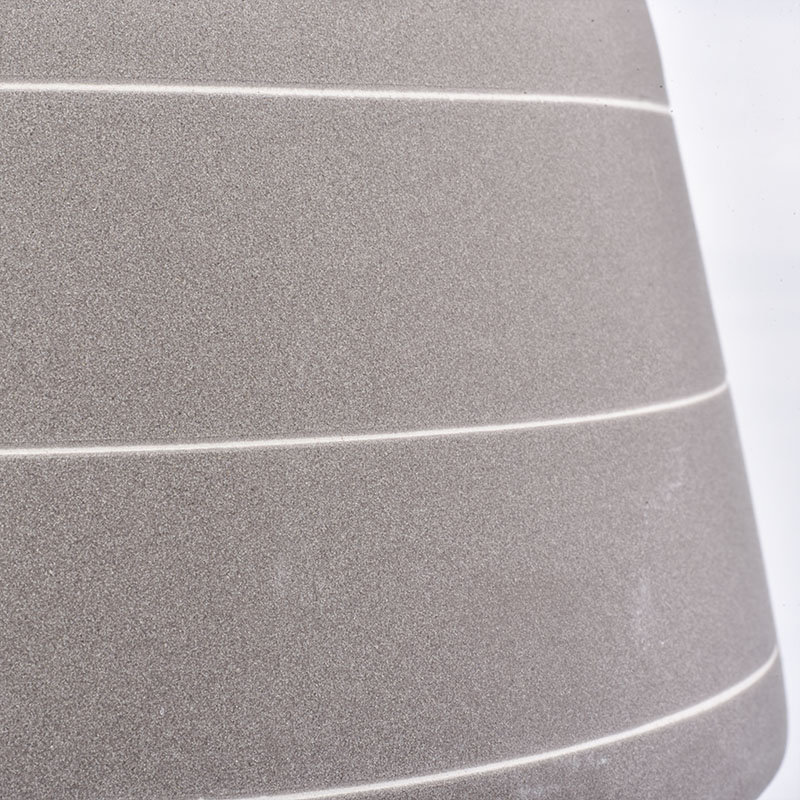 large ceramic candle container grey color