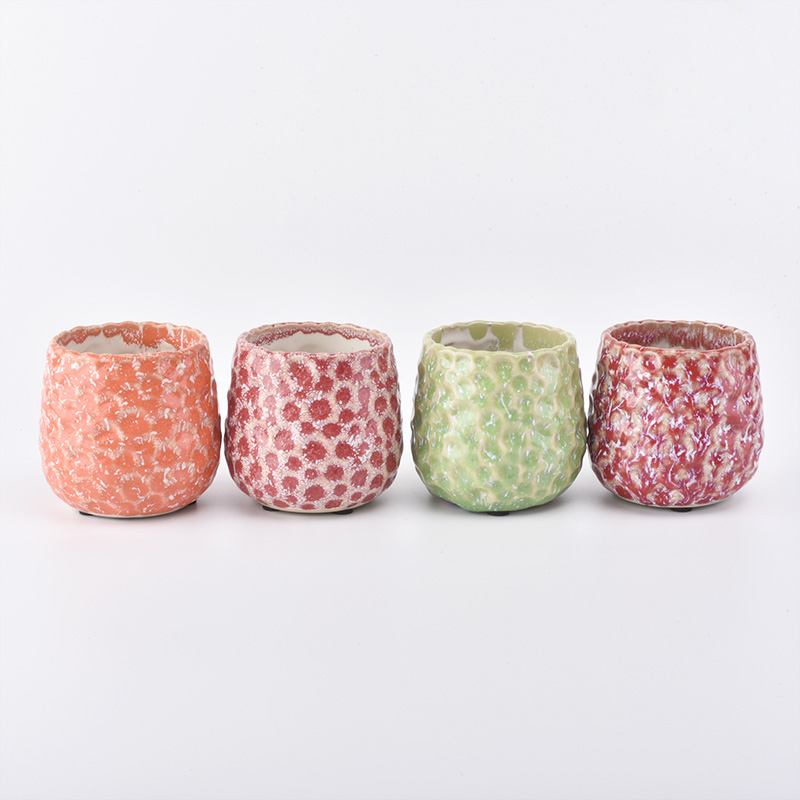 round transmutation glaze red ceramic jar 
