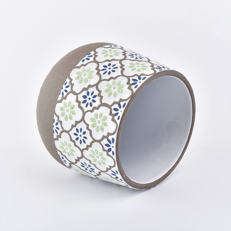 24oz ceramic jar with flower pattern