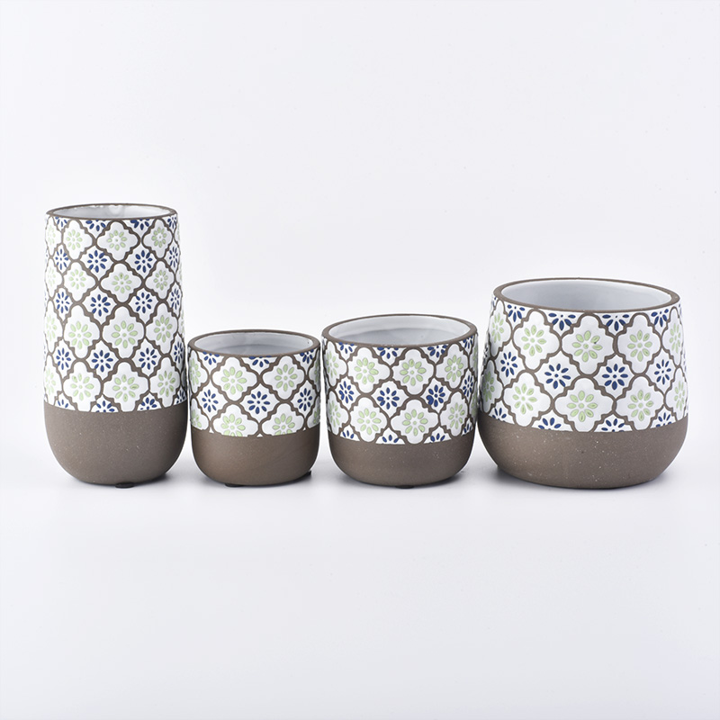 24oz ceramic jar with flower pattern