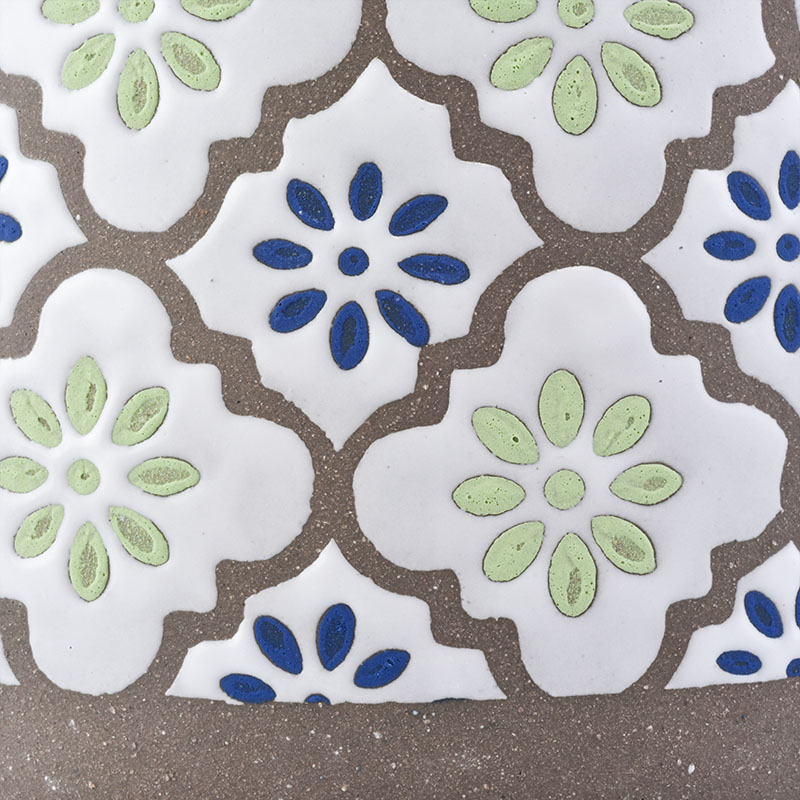 24oz ceramic jar with flower pattern