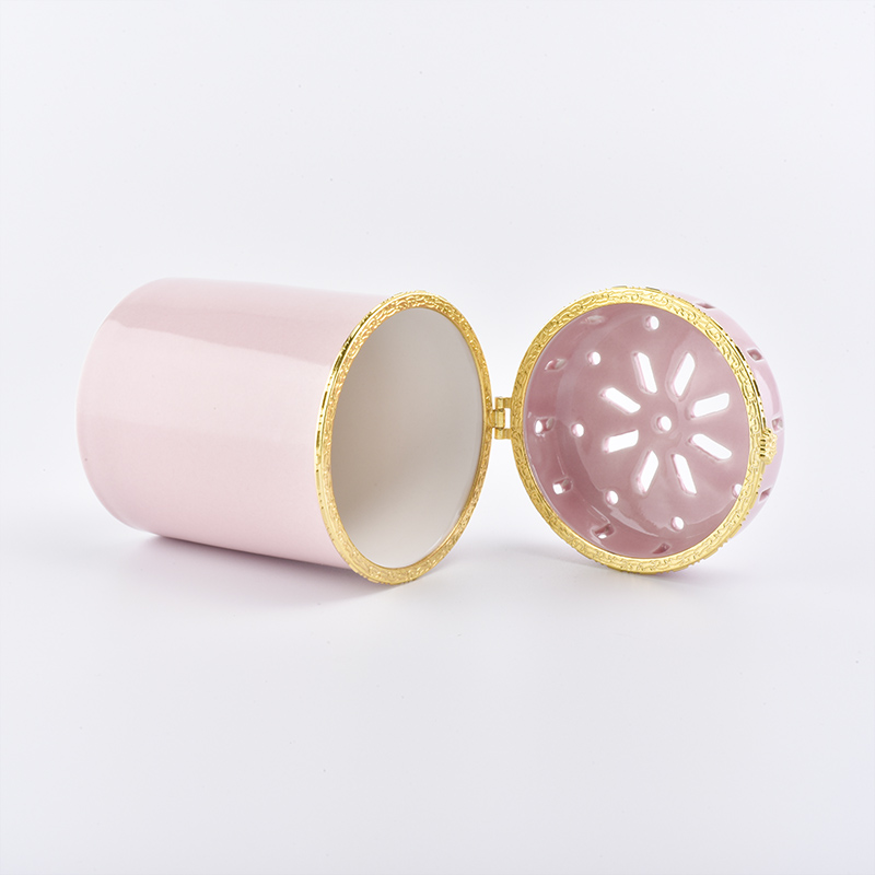 wholesale price candle jars ceramics with unique lids for home decor