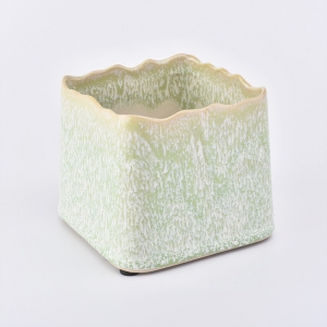 variable glazed square ceramic candle jar