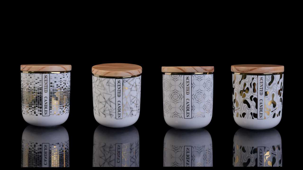 White Color Ceramic Candle Jars With Lids