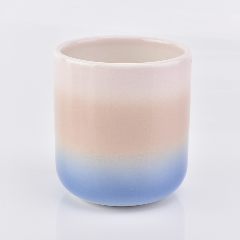 Rainbow gradual ceramic candle holder 