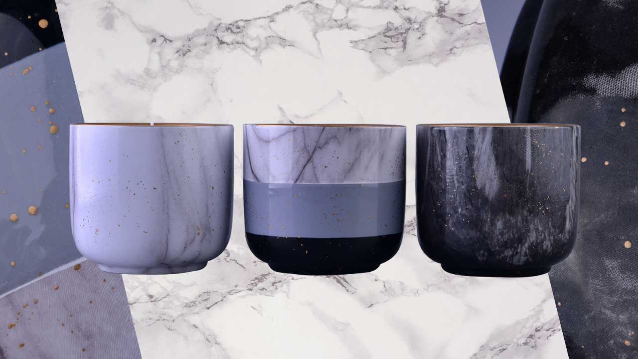 Marble pattern ceramic candle jar for home fragrance