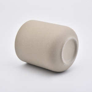 Vaso per candele in ceramica di colore giallo di forma rotonda all'ingrosso