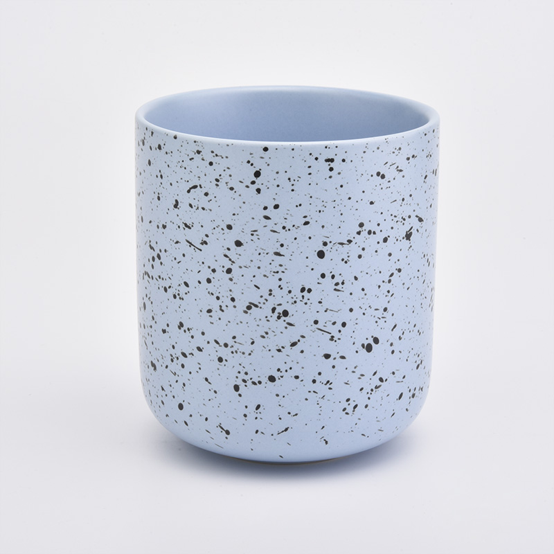 Round shape 12oz blue color ceramic candle holder 