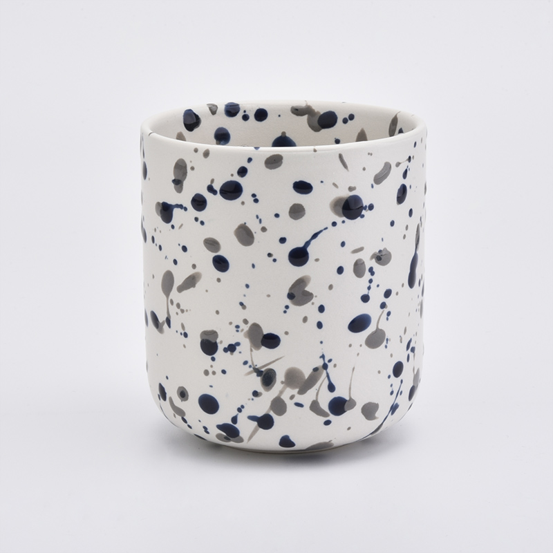 Newly white and black ceramic candle holder  decorative candle vessel