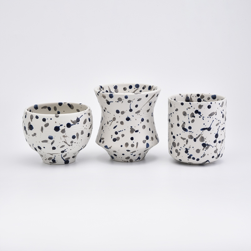 Newly white and black ceramic candle holder  decorative candle vessel