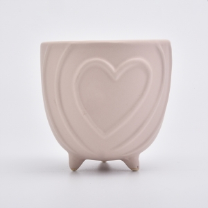 Matte Pink Heart Footed Ceramic Holder Home Decoration