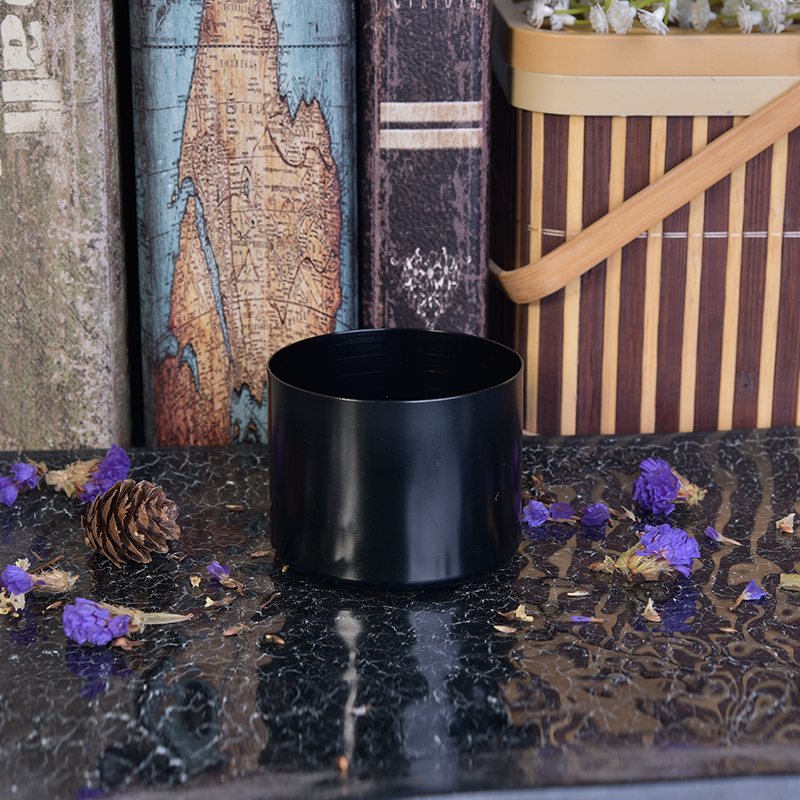 142ml Short cylinder black alumium metal tealight candle holders