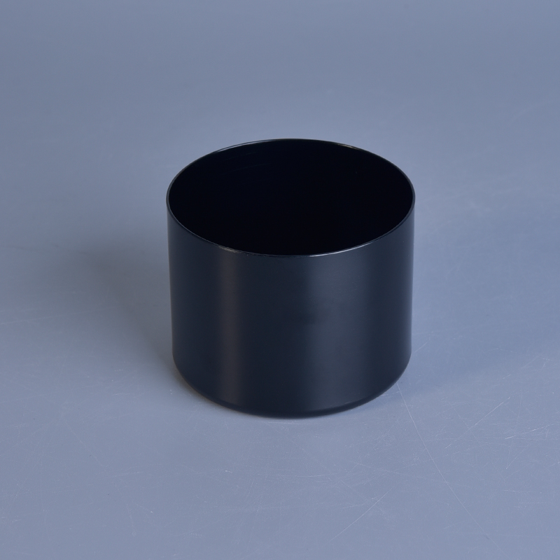 142ml Short cylinder black alumium metal tealight candle holders