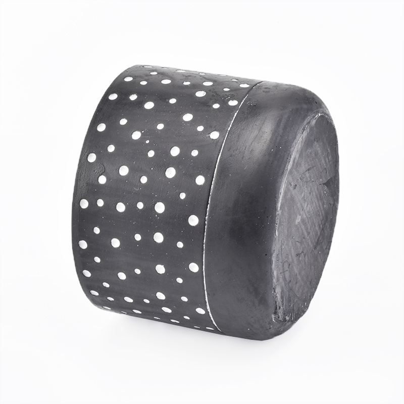 10oz matte black with white dot concrete candle jar for candle making