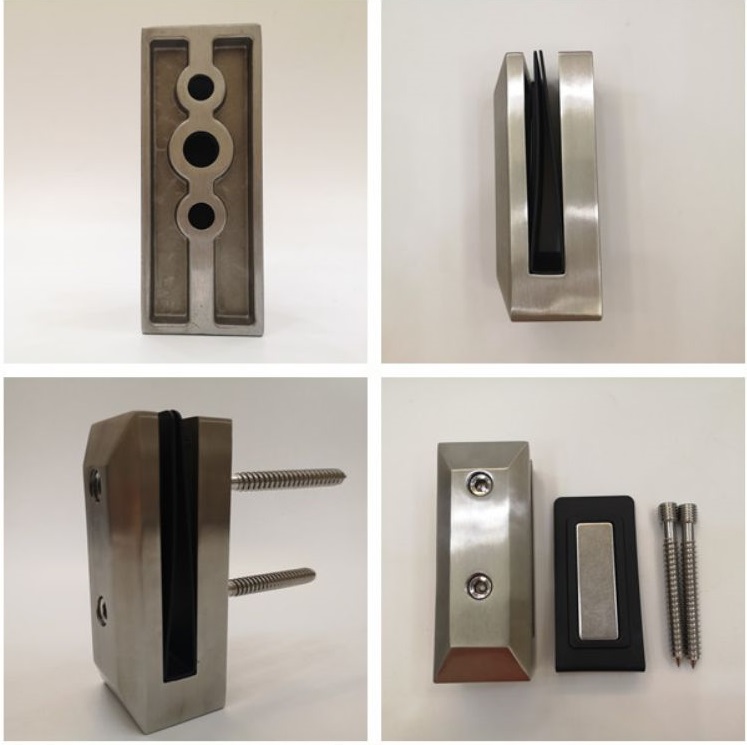 Wholesale Low Price 2205 Stainless Steel Frameless Glass Balustrades Pool Fence Square Side Wall Mounted Glass Spigot