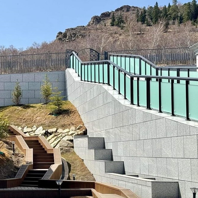 Villa House Rooftop Stainless Steel Glass Balustrade Column, Stainless Steel Glass Panels Railing