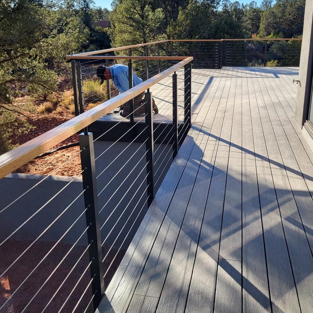 Wire Railing Post Outdoor Deck Wire Railing Low Cost Tensioning Stainless Steel Cable Balustrade Post System For Sale