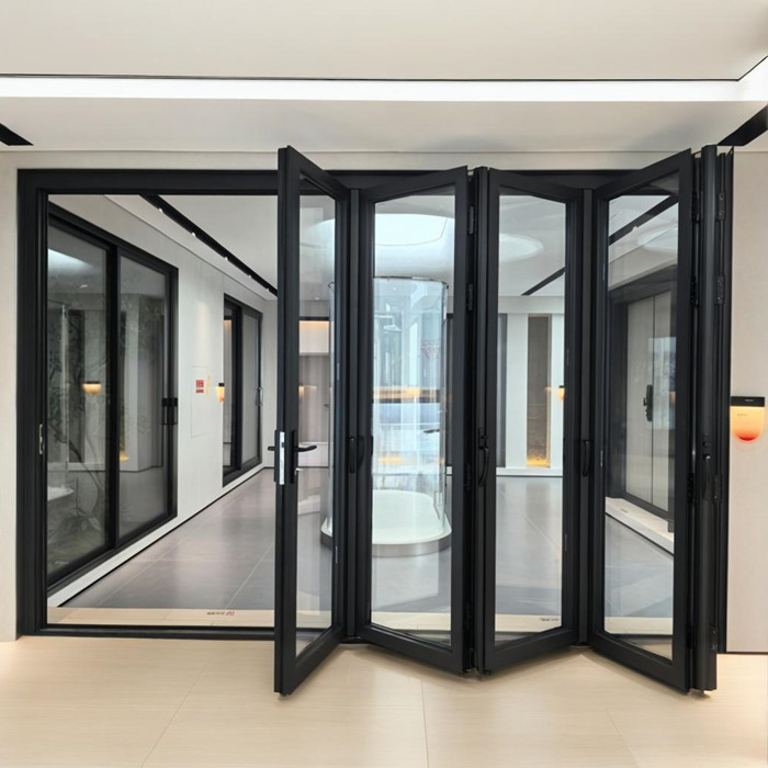 China Modern design Villa  Aluminum Doors Double Glass  Bifold Accordion Doors manufacturer
