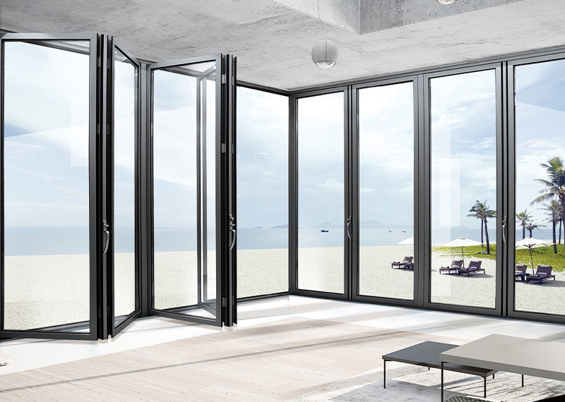 Aluminium Bifold Folding Patio Door Thermal Break Double Tempered Glass Exterior Sliding Entry Doors