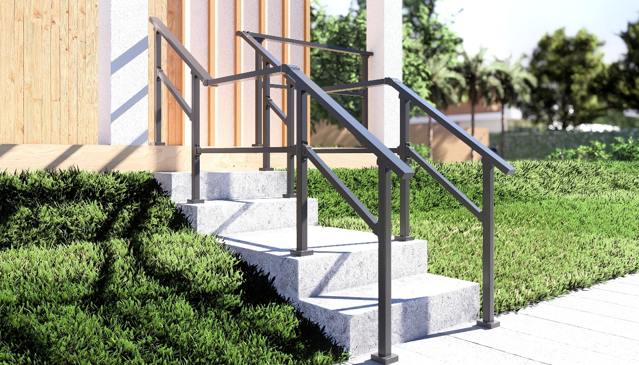 Sturdy Zinc Steel Balck Hand Rails for Outdoor Steps