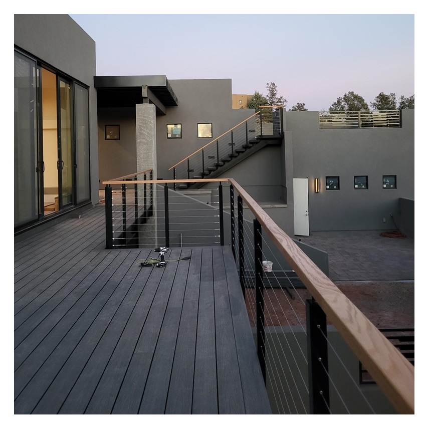 Factory Wholesales Balustrade Stainless Steel Handrail Stair Outdoor Black Cable Railing Stainless Steel Wire Balustrade