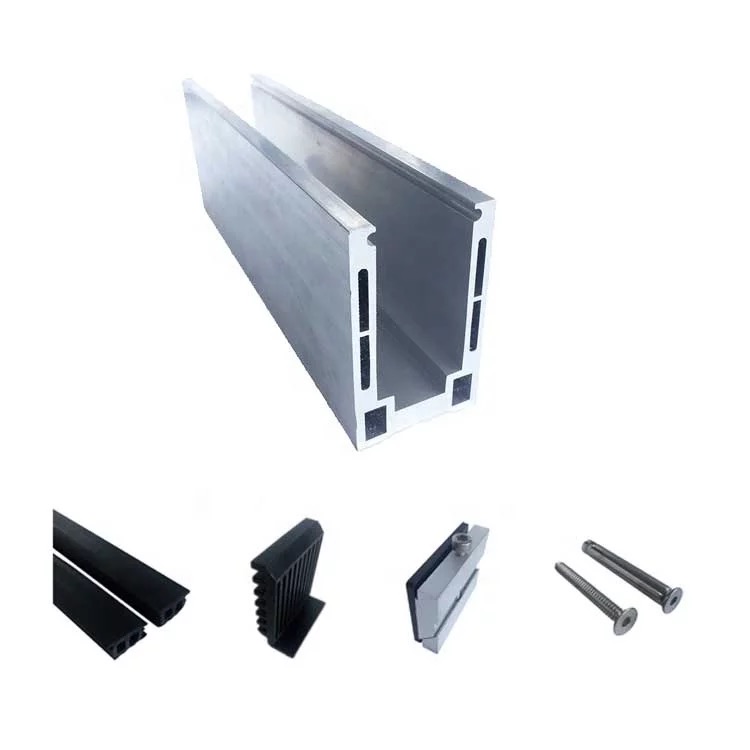 Basisschoen van aluminium glazen balustrade | U-kanaal voor 3/8