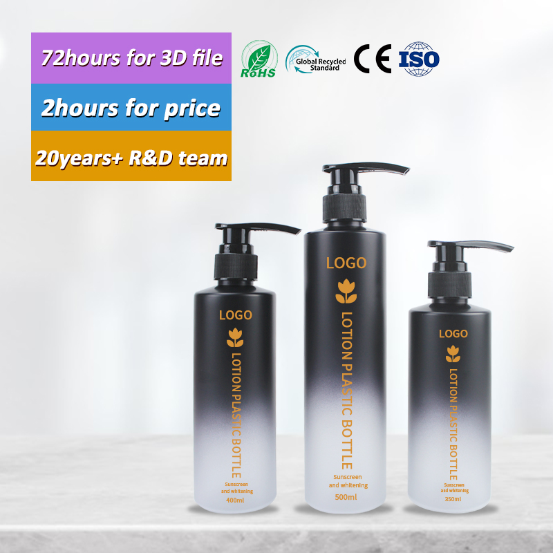 350 ml 400 ml 500 ml Black Color Gradient PET kosmetický hydratační toner Lahvičky Plastový šampon