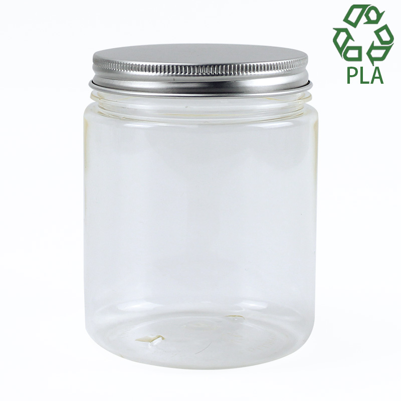 Chine Pot en plastique transparent PLA pour boîtes de conserve larges, avec bouchon à vis en aluminium pe, pot de stockage quotidien des aliments, vente en gros fabricant