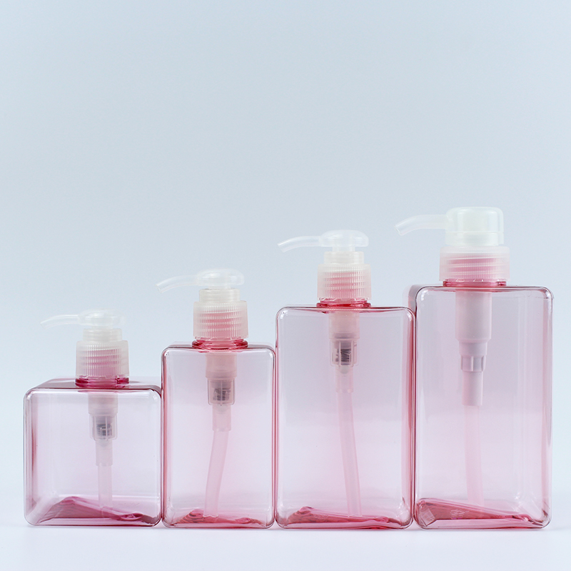 中国 批发空PETG塑料150ml 250ml 280ml 450ml粉色泵容器透明方形发泡洗发水瓶 制造商