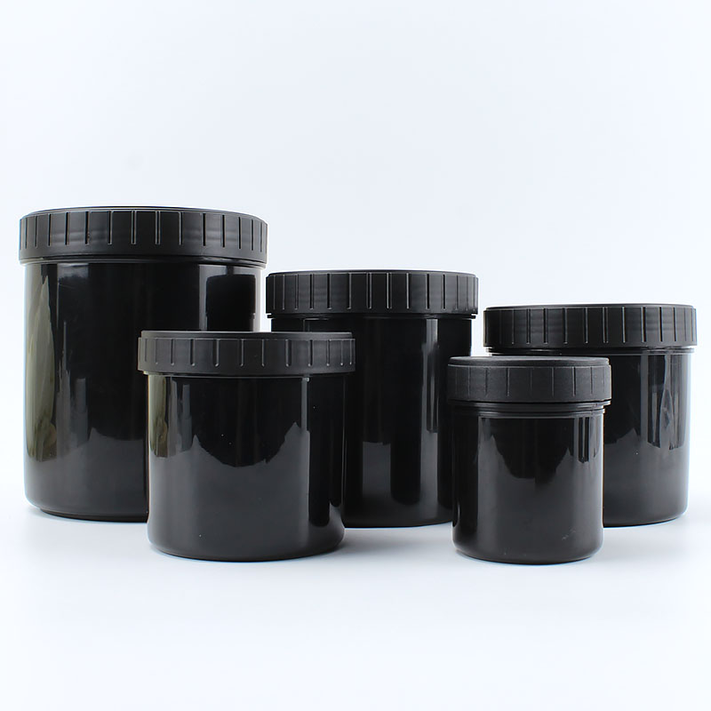 Wholesale wide mouth cosmetic PP cream jars 250g plastic matte black jars with matte black lid - COPY - idw4wk