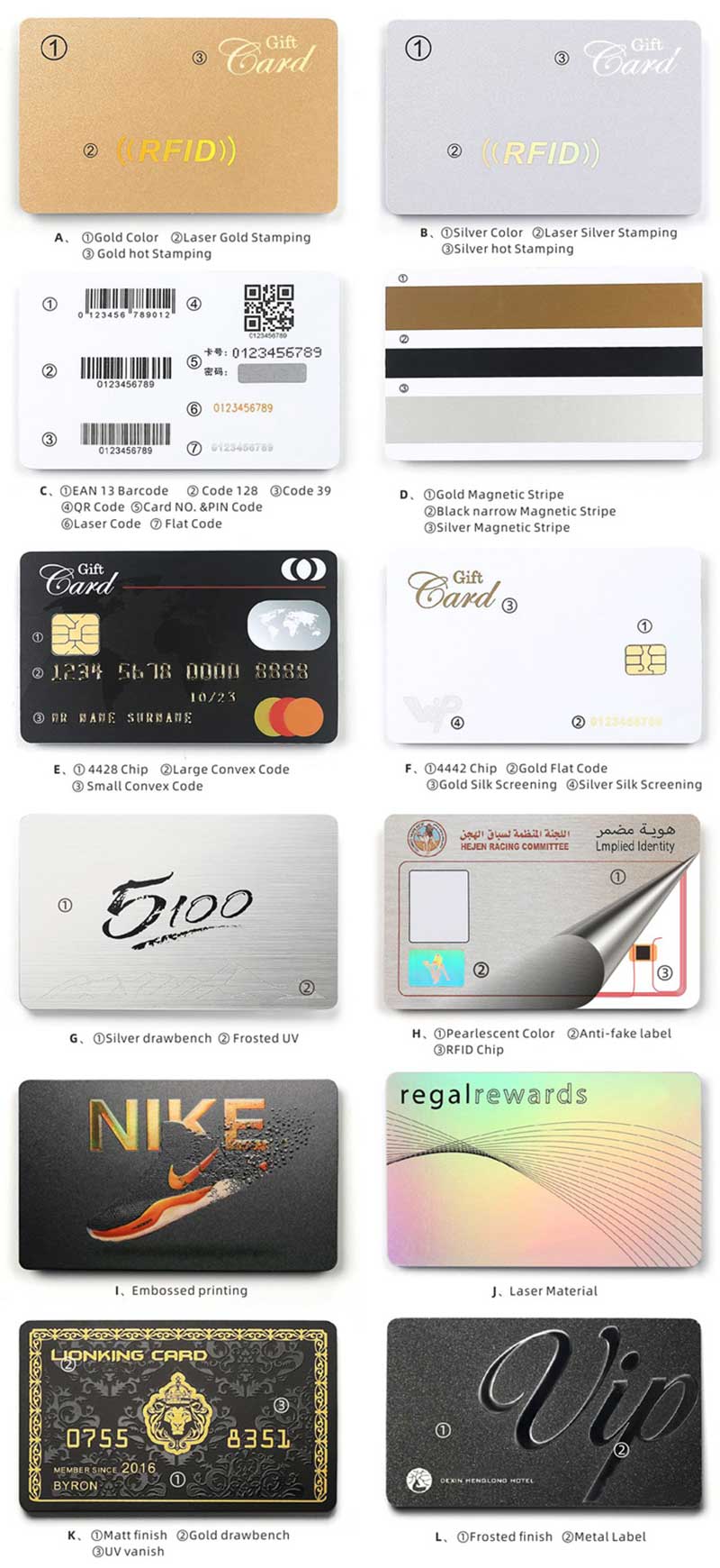 Factory Printed Plastic PVC Membership Gift Card Custom Wholesale