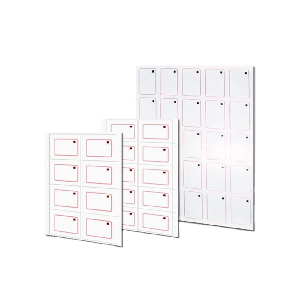 Lembar Inlay UHF RFID Produsen Label Antena Tata Letak Khusus 13.56MHz Kartu RFID Putih Lembar Inlay Prelam PVC