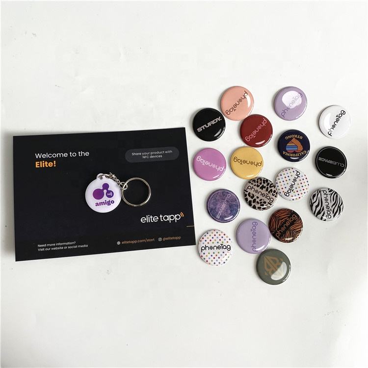 Etiqueta de mídia social programável NFC Epoxy NTAG213 com logotipo personalizado