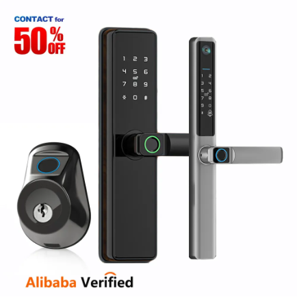 Sinovo قفل ذكي WIFI Tuya Ttlock APP التحكم في بصمة الإصبع الإلكترونية الرقمية التي تعمل باللمس لوحة المفاتيح رمز مفتاح قفل الباب الذكي